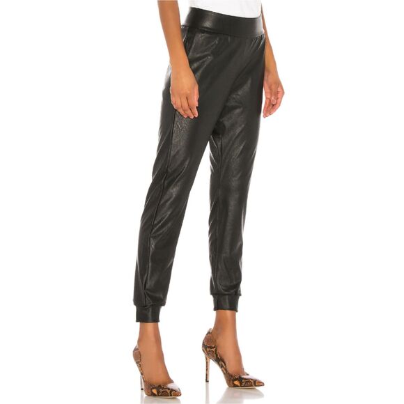 Commando Faux Leather Jogger Pants Women’s Size Medium Black Pull On Trendy - Picture 3 of 9